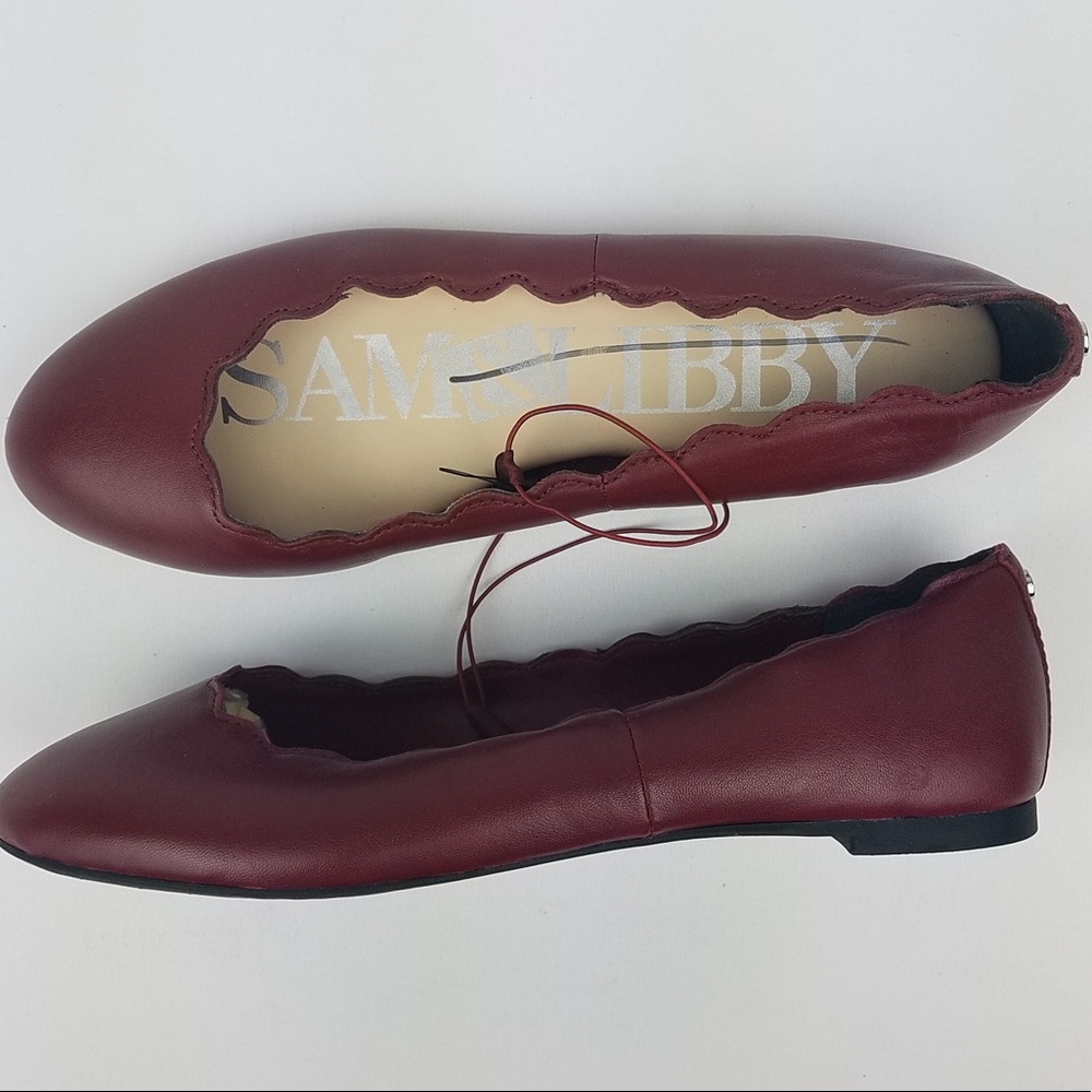 Sam & Libby Burgundy Red Ballet Scalloped Flats 6